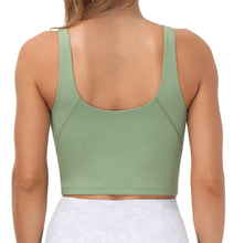 Load image into Gallery viewer, Women’s Longline Sports Bra Wirefree Padded Medium Support Yoga Bras Gym Running Workout Tank Tops (Light Green)