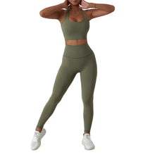 Load image into Gallery viewer, MUMANAIXI 3-Piece Seamless Moisture-Wicking Workout Set for Women - Gym, Fitness, Running, Yoga Sportswear (Green 2pcs)