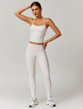 Load image into Gallery viewer, Womens Workout Sets Two Piece Seamless Stretch Cross Back Tank Top Matching Tummy Control High Waist Leggings Set 2 Piece For Women Gym Yoga Active Wear Outfits Athletic Work Out Clothes Light Grey