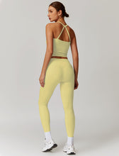 Load image into Gallery viewer, Womens Workout Sets Two Piece Seamless Stretch Cross Back Tank Top Matching Tummy Control High Waist Leggings Set 2 Piece For Women Gym Yoga Active Wear Outfits Athletic Work Out Clothes Yellow