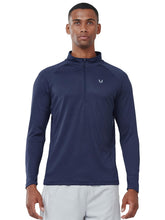Load image into Gallery viewer, NORTHYARD Men's Running Shirt Long Sleeve Quarter Zip Pullover Moisture Wicking Quick Dry Athletic Workout Shirts Navy