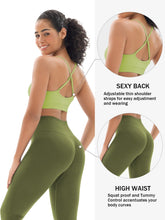 Load image into Gallery viewer, Seamless Workout Sets for Women 2 Piece Adjustable Strappy Sports Bra with High Waisted Butt Lifting Leggings Gym Sets(Our82 Army Green)