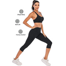 Load image into Gallery viewer, Steppe Naked Feeling High Waisted Yoga Pants Women's Workout Capris Leggings with Pockets Tummy Control Buttery Soft Running Compression Capris for Athletic Gym Exercise Fitness Black