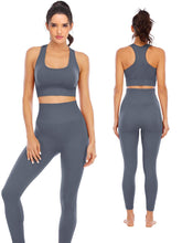 Load image into Gallery viewer, Workout Sets for Women 2 Piece High Waisted Seamless Leggings with Padded Stretchy Sports Bra Sets Yoga Outfit Jogging Gym Clothes(NA007L- Grey)