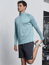 Load image into Gallery viewer, NORTHYARD Men's Running Shirt Long Sleeve Quarter Zip Pullover Moisture Wicking Quick Dry Athletic Workout Shirts Lightcyanheather