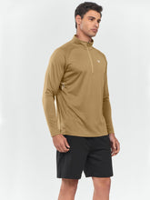 Load image into Gallery viewer, NORTHYARD Men's Running Shirt Long Sleeve Quarter Zip Pullover Moisture Wicking Quick Dry Athletic Workout Shirts Khaki
