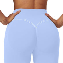 Load image into Gallery viewer, Impact Leggings for Women Seamless Workout Yoga Pants Hidden Scrunch Butt Tummy Control Gym Leggings Mid Low Waist 25" Ice Blue