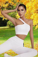 Load image into Gallery viewer, niyokki 2 Pieces Workout Sets for Women One Shoulder Ribbed Sport Bra Seamless High Waist Leggings GMY Exercise Outfits
