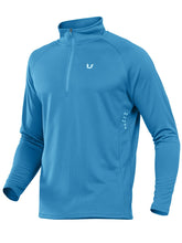 Load image into Gallery viewer, NORTHYARD Men's Running Shirt Long Sleeve Quarter Zip Pullover Moisture Wicking Quick Dry Athletic Workout Shirts Lakeblue