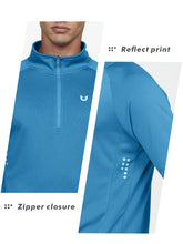 Load image into Gallery viewer, NORTHYARD Men's Running Shirt Long Sleeve Quarter Zip Pullover Moisture Wicking Quick Dry Athletic Workout Shirts Lakeblue