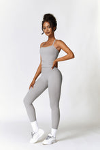 Load image into Gallery viewer, Womens Workout Sets Two Piece Seamless Stretch Cross Back Tank Top Matching Tummy Control High Waist Leggings Set 2 Piece For Women Gym Yoga Active Wear Outfits Athletic Work Out Clothes Grey