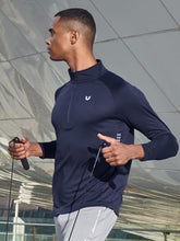 Load image into Gallery viewer, NORTHYARD Men's Running Shirt Long Sleeve Quarter Zip Pullover Moisture Wicking Quick Dry Athletic Workout Shirts Navy