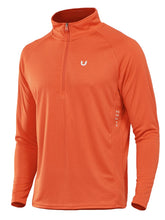 Load image into Gallery viewer, NORTHYARD Men's Running Shirt Long Sleeve Quarter Zip Pullover Moisture Wicking Quick Dry Athletic Workout Shirts Orange
