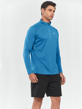 Load image into Gallery viewer, NORTHYARD Men's Running Shirt Long Sleeve Quarter Zip Pullover Moisture Wicking Quick Dry Athletic Workout Shirts Lakeblue