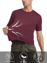Load image into Gallery viewer, MAGCOMSEN Short Sleeve T Shirt Men UV Protection UPF 50 Shirts Moisture Wicking T Shirts Quick Dry Active Shirts Crew Neck Wine