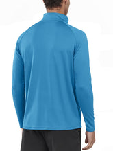 Load image into Gallery viewer, NORTHYARD Men's Running Shirt Long Sleeve Quarter Zip Pullover Moisture Wicking Quick Dry Athletic Workout Shirts Lakeblue