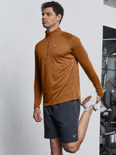 Load image into Gallery viewer, NORTHYARD Men's Running Shirt Long Sleeve Quarter Zip Pullover Moisture Wicking Quick Dry Athletic Workout Shirts ORANGEHEATHER