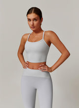 Load image into Gallery viewer, Womens Workout Sets Two Piece Seamless Stretch Cross Back Tank Top Matching Tummy Control High Waist Leggings Set 2 Piece For Women Gym Yoga Active Wear Outfits Athletic Work Out Clothes Grey 2