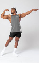 Load image into Gallery viewer, Project Titan Men's Drop Arm Tank Top – Cut Off Sleeveless Gym Shirt for Weightlifting & Bodybuilding in Steel Grey