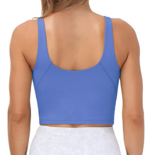 Load image into Gallery viewer, Women’s Longline Sports Bra Wirefree Padded Medium Support Yoga Bras Gym Running Workout Tank Tops(Sea Blue)