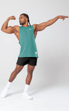 Load image into Gallery viewer, Project Titan Men's Drop Arm Tank Top – Cut Off Sleeveless Gym Shirt for Weightlifting & Bodybuilding in Teal Green