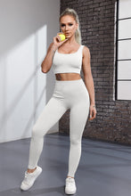 Load image into Gallery viewer, QINSEN Yoga Outfit for Women Seamless 2 Piece Workout Sport Bra High Waist Leggings Sets Beige