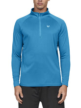 Load image into Gallery viewer, NORTHYARD Men's Running Shirt Long Sleeve Quarter Zip Pullover Moisture Wicking Quick Dry Athletic Workout Shirts Lakeblue