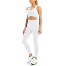 Load image into Gallery viewer, WodoWei Women 2 Piece Workout Outfits Sports Bra Seamless Leggings Yoga Gym Activewear Set (YO601-Light grey marl)