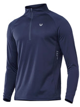 Load image into Gallery viewer, NORTHYARD Men's Running Shirt Long Sleeve Quarter Zip Pullover Moisture Wicking Quick Dry Athletic Workout Shirts Navy