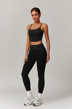 Load image into Gallery viewer, Womens Workout Sets Two Piece Seamless Stretch Cross Back Tank Top Matching Tummy Control High Waist Leggings Set 2 Piece For Women Gym Yoga Active Wear Outfits Athletic Work Out Clothes Black 2