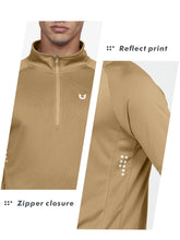 Load image into Gallery viewer, NORTHYARD Men's Running Shirt Long Sleeve Quarter Zip Pullover Moisture Wicking Quick Dry Athletic Workout Shirts Khaki