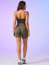 Load image into Gallery viewer, YEOREO Women's Halter Crop Top V Neck Workout Going Out Tank Top Hazel Padded Sleeveless Backless Trendy Summer Camisole Coffee