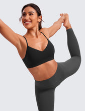 Load image into Gallery viewer, CRZ YOGA Butterluxe V-Neck Sports Bras for Women - Adjustable Thin Straps Padded Yoga Top Basic Wireless Camisole Green Palm Court