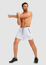 Load image into Gallery viewer, G Gradual Men's Running Shorts with Zipper Pockets Quick Dry Gym Athletic Workout 5" Shorts for Men (White)
