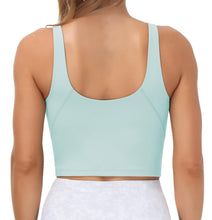 Load image into Gallery viewer, Women’s Longline Sports Bra Wirefree Padded Medium Support Yoga Bras Gym Running Workout Tank Tops (Light Blue)