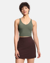 Load image into Gallery viewer, Women’s Longline Sports Bra Wirefree Padded Medium Support Yoga Bras Gym Running Workout Tank Tops Olive Green