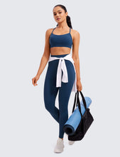 Load image into Gallery viewer, CRZ YOGA Butterluxe Womens Y Back Sports Bra - Padded Racerback Low Impact Spaghetti Thin Strap Workout Yoga Top French Navy