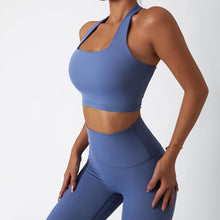 Load image into Gallery viewer, MUMANAIXI 3-Piece Seamless Moisture-Wicking Workout Set for Women - Gym, Fitness, Running, Yoga Sportswear (Blue 2pcs)