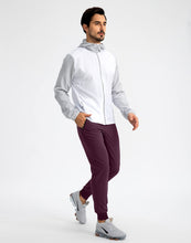 Load image into Gallery viewer, Pudolla Men's Lightweight Jogger Pants Workout Running Tapered Joggers for Men with Zipper Pockets for Athletic Travel Casual(Wine)