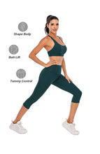 Load image into Gallery viewer, Steppe Naked Feeling High Waisted Yoga Pants Women's Workout Capris Leggings with Pockets Tummy Control Buttery Soft Running Compression Capris for Athletic Gym Exercise Fitness Dark Sea