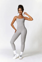 Load image into Gallery viewer, Womens Workout Sets Two Piece Seamless Stretch Cross Back Tank Top Matching Tummy Control High Waist Leggings Set 2 Piece For Women Gym Yoga Active Wear Outfits Athletic Work Out Clothes Grey