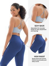 Load image into Gallery viewer, Seamless Workout Sets for Women 2 Piece Adjustable Strappy Sports Bra with High Waisted Butt Lifting Leggings Gym Sets(Our82 Blue/Navy)
