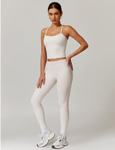 Load image into Gallery viewer, Womens Workout Sets Two Piece Seamless Stretch Cross Back Tank Top Matching Tummy Control High Waist Leggings Set 2 Piece For Women Gym Yoga Active Wear Outfits Athletic Work Out Clothes Light Grey