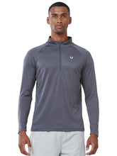 Load image into Gallery viewer, NORTHYARD Men's Running Shirt Long Sleeve Quarter Zip Pullover Moisture Wicking Quick Dry Athletic Workout Shirts SMOKEGREY