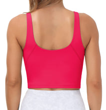 Load image into Gallery viewer, Women’s Longline Sports Bra Wirefree Padded Medium Support Yoga Bras Gym Running Workout Tank Tops(Magenta)