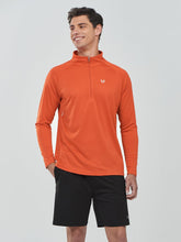 Load image into Gallery viewer, NORTHYARD Men's Running Shirt Long Sleeve Quarter Zip Pullover Moisture Wicking Quick Dry Athletic Workout Shirts Orange