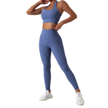 Load image into Gallery viewer, MUMANAIXI 3-Piece Seamless Moisture-Wicking Workout Set for Women - Gym, Fitness, Running, Yoga Sportswear (Blue 2pcs)