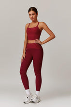 Load image into Gallery viewer, Womens Workout Sets Two Piece Seamless Stretch Cross Back Tank Top Matching Tummy Control High Waist Leggings Set 2 Piece For Women Gym Yoga Active Wear Outfits Athletic Work Out Clothes Wine Red