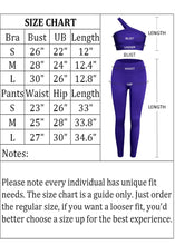 Load image into Gallery viewer, 2 Pieces Workout Sets for Women One Shoulder Ribbed Sport Bra Seamless High Waist Leggings GMY Exercise Outfits (Klein Blue)