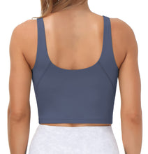 Load image into Gallery viewer, Women’s Longline Sports Bra Wirefree Padded Medium Support Yoga Bras Gym Running Workout Tank Tops (Ink Blue)